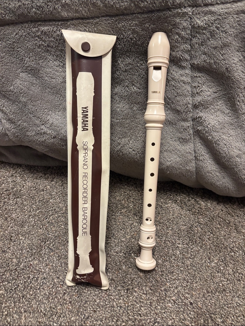 vintage Yamaha Soprano Recorder baroque with Branded Pouch